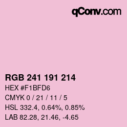 Color code: RGB 241 191 214 | qconv.com