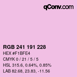 Color code: RGB 241 191 228 | qconv.com
