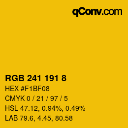 カラーコード: RGB 241 191 8 | qconv.com