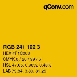 カラーコード: RGB 241 192 3 | qconv.com