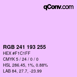 Color code: RGB 241 193 255 | qconv.com