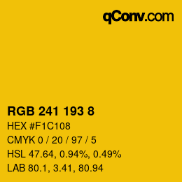 カラーコード: RGB 241 193 8 | qconv.com