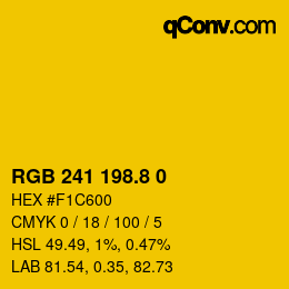 カラーコード: RGB 241 198.8 0 | qconv.com
