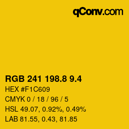 カラーコード: RGB 241 198.8 9.4 | qconv.com
