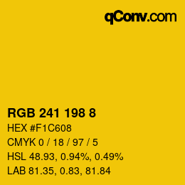 カラーコード: RGB 241 198 8 | qconv.com