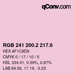 カラーコード: RGB 241 200.2 217.6 | qconv.com