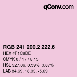 カラーコード: RGB 241 200.2 222.6 | qconv.com