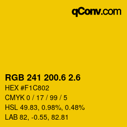カラーコード: RGB 241 200.6 2.6 | qconv.com
