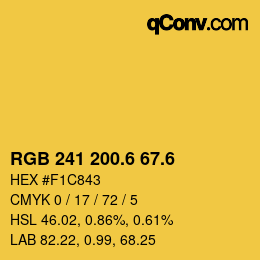 カラーコード: RGB 241 200.6 67.6 | qconv.com