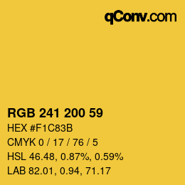 Color code: RGB 241 200 59 | qconv.com