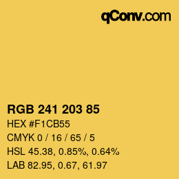 颜色代码: RGB 241 203 85 | qconv.com