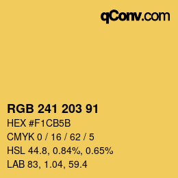 Color code: RGB 241 203 91 | qconv.com