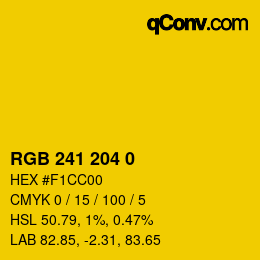 颜色代码: RGB 241 204 0 | qconv.com