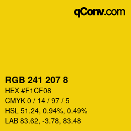 Color code: RGB 241 207 8 | qconv.com