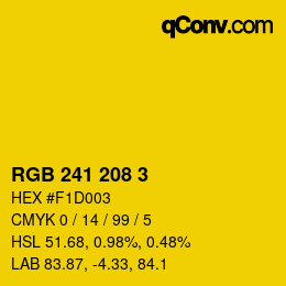 Color code: RGB 241 208 3 | qconv.com