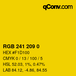 颜色代码: RGB 241 209 0 | qconv.com