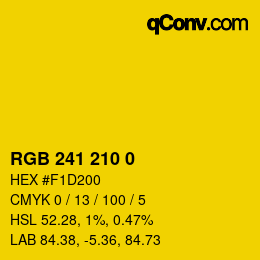 Color code: RGB 241 210 0 | qconv.com