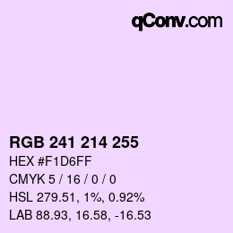 Color code: RGB 241 214 255 | qconv.com
