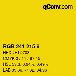 カラーコード: RGB 241 215 8 | qconv.com