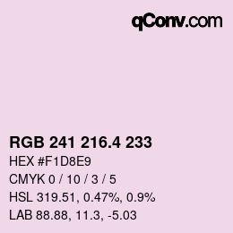 カラーコード: RGB 241 216.4 233 | qconv.com