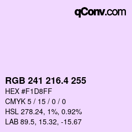 カラーコード: RGB 241 216.4 255 | qconv.com