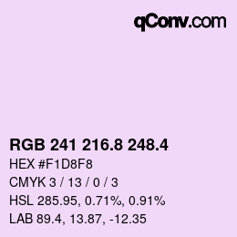 カラーコード: RGB 241 216.8 248.4 | qconv.com