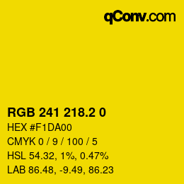 カラーコード: RGB 241 218.2 0 | qconv.com