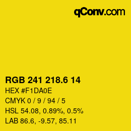カラーコード: RGB 241 218.6 14 | qconv.com