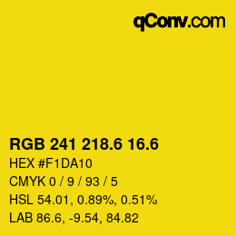 カラーコード: RGB 241 218.6 16.6 | qconv.com