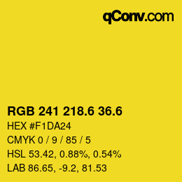 カラーコード: RGB 241 218.6 36.6 | qconv.com