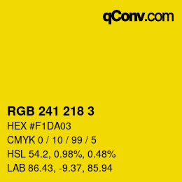カラーコード: RGB 241 218 3 | qconv.com