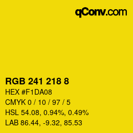カラーコード: RGB 241 218 8 | qconv.com