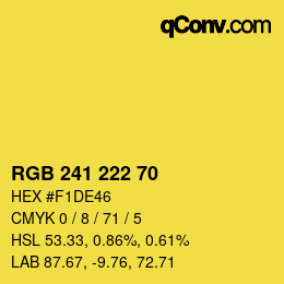 Color code: RGB 241 222 70 | qconv.com