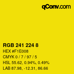 Color code: RGB 241 224 8 | qconv.com