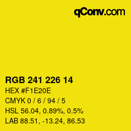 Color code: RGB 241 226 14 | qconv.com