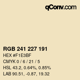Color code: RGB 241 227 191 | qconv.com