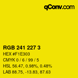カラーコード: RGB 241 227 3 | qconv.com