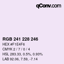 Color code: RGB 241 228 246 | qconv.com