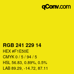 Color code: RGB 241 229 14 | qconv.com