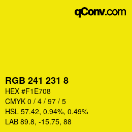 Color code: RGB 241 231 8 | qconv.com