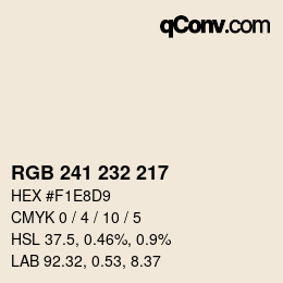 Color code: RGB 241 232 217 | qconv.com