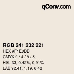 Color code: RGB 241 232 221 | qconv.com
