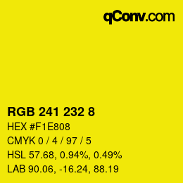 Color code: RGB 241 232 8 | qconv.com
