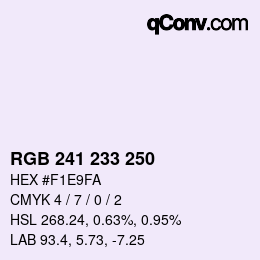 Color code: RGB 241 233 250 | qconv.com