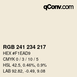 Code couleur: RGB 241 234 217 | qconv.com
