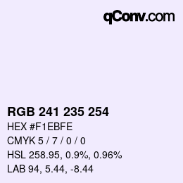 Color code: RGB 241 235 254 | qconv.com