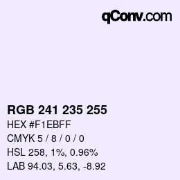 Color code: RGB 241 235 255 | qconv.com