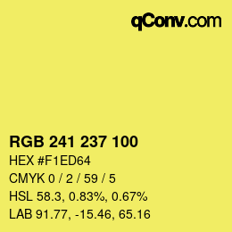 Color code: RGB 241 237 100 | qconv.com