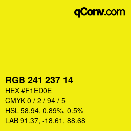 Color code: RGB 241 237 14 | qconv.com