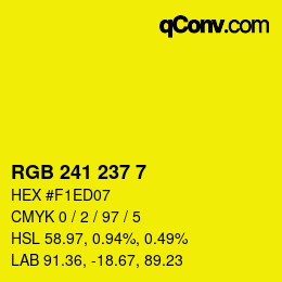 Color code: RGB 241 237 7 | qconv.com